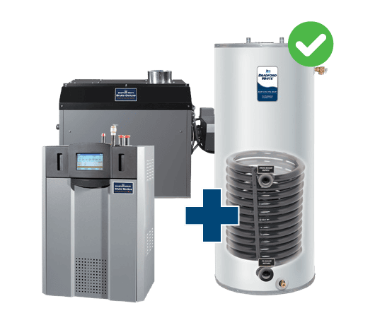 Boiler(s) + Indirect Water Heater(s). Boilers can be condensing or non-condensing. Compliant with DOE