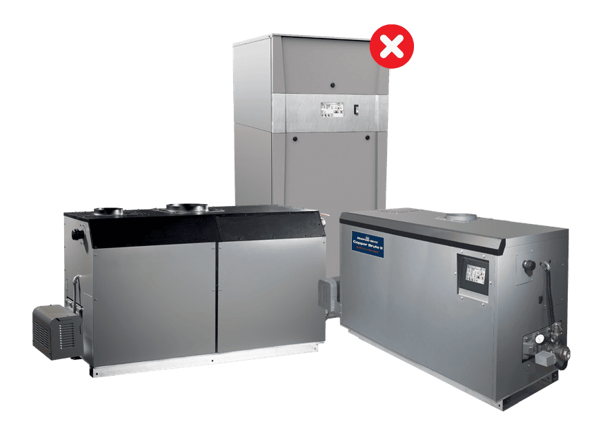 comm-gas-instantaneous-vwh-boilers-no-longer-made Brute® Deluxe, Copper Brute® II, and Brute OmniTech® next to each other and do not meet DOE standards.